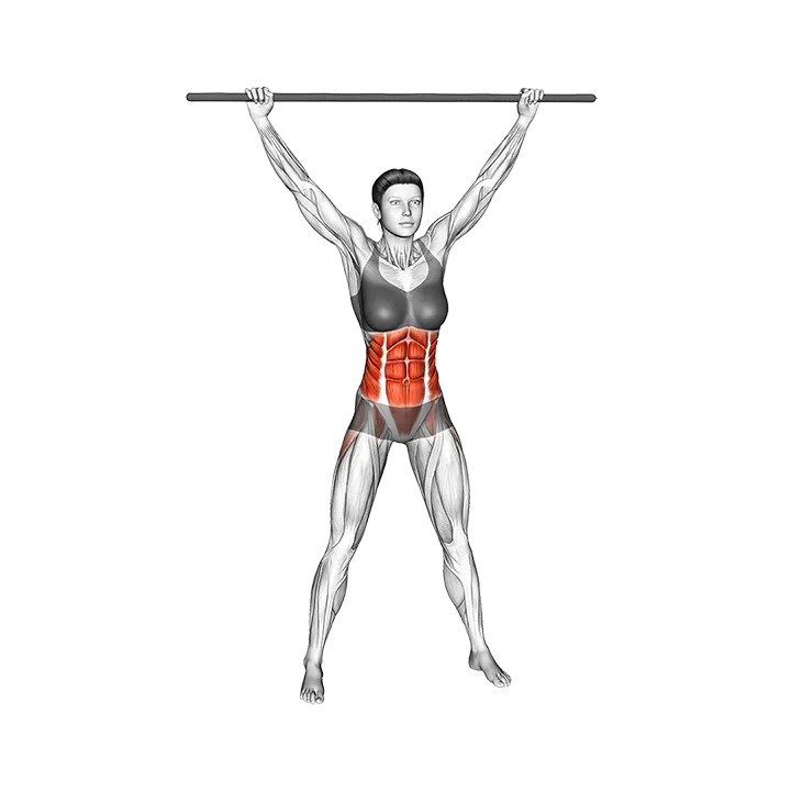Stick Side to Front Bend Stretch exercise animation (Female)