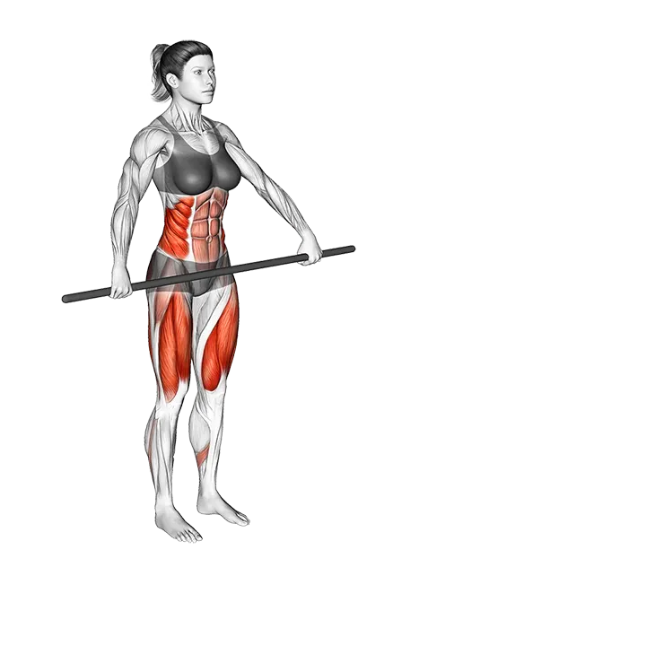 Stick Twist Lunge Stretch exercise animation (Female)
