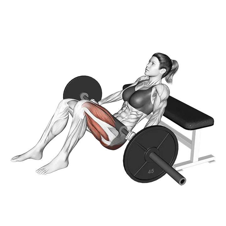 Barbell Staggered Stance Hip Thrust exercise animation (Male)