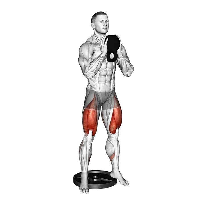Kettlebell Elevanted Goblet Squat exercise animation (Male)