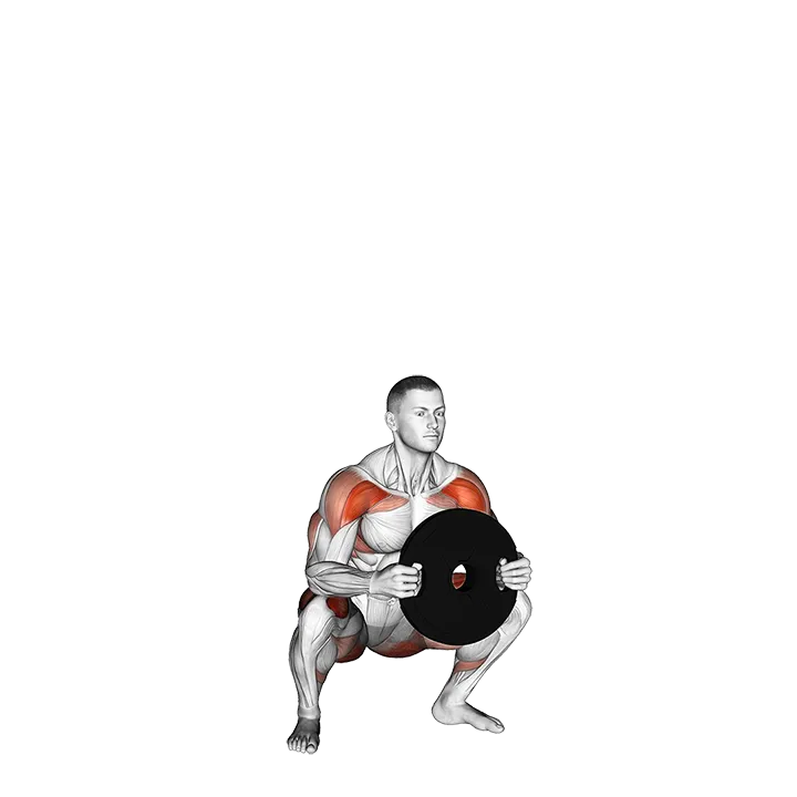 Weighted Full Squat with Overhead Press exercise animation (Male)