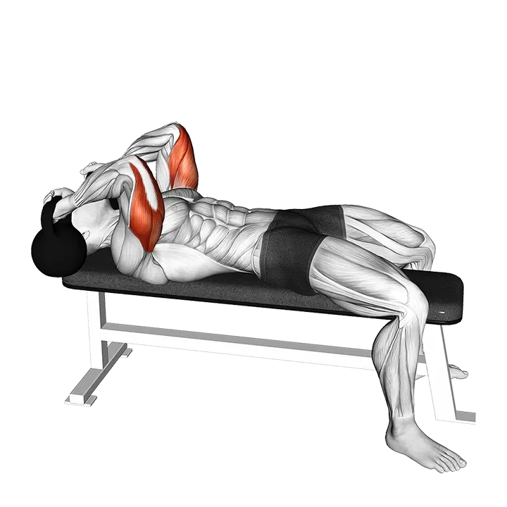 Kettlebell Lying Triceps Extension Skull Crusher exercise animation (Male)