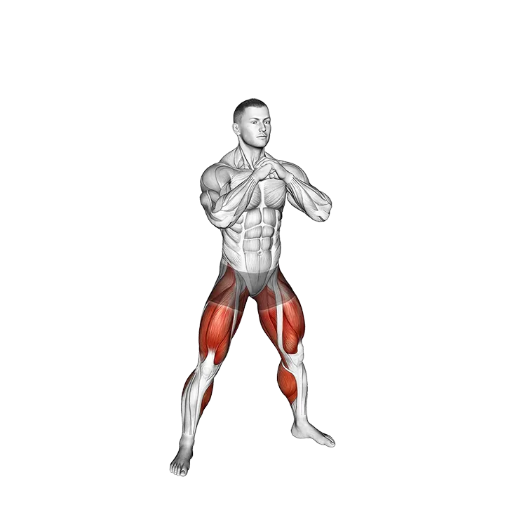 Wide Stance Jump Squat to Narrow Stance Jump Squat exercise animation (Male)