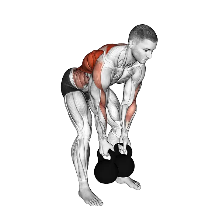 Kettlebell Bent over Alternate Twist Row exercise animation (Male)