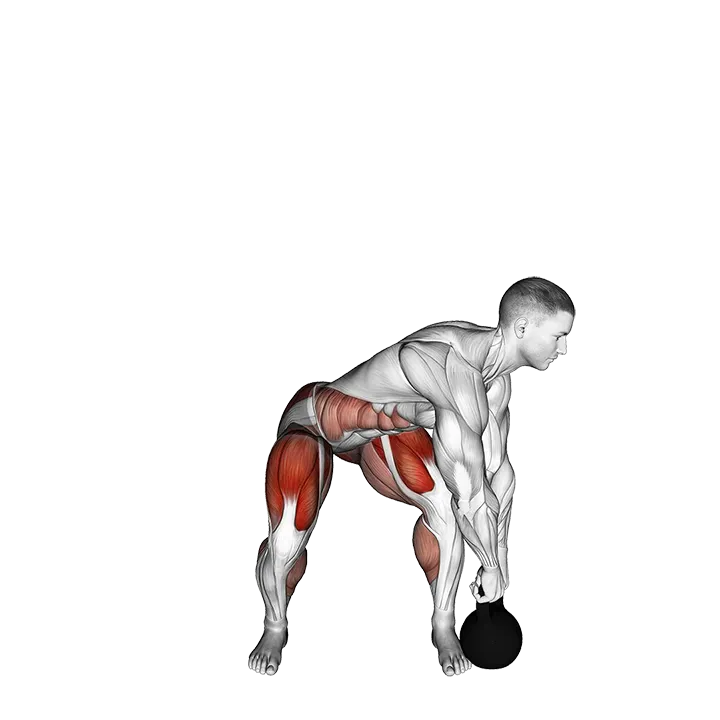 Kettlebell Rotational Deadlift exercise animation (Male)