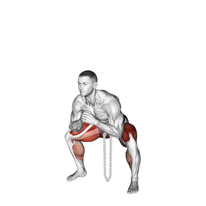 Weighted Chain Sumo Deadlift exercise animation (Male)