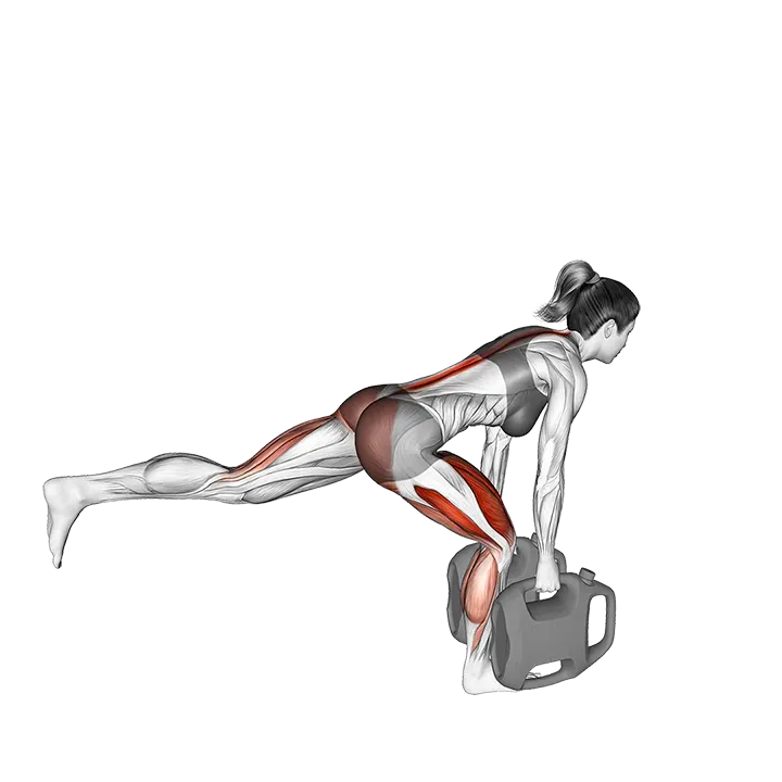 Bottle Weighted Single Leg Romanian Deadlift exercise animation (Female)