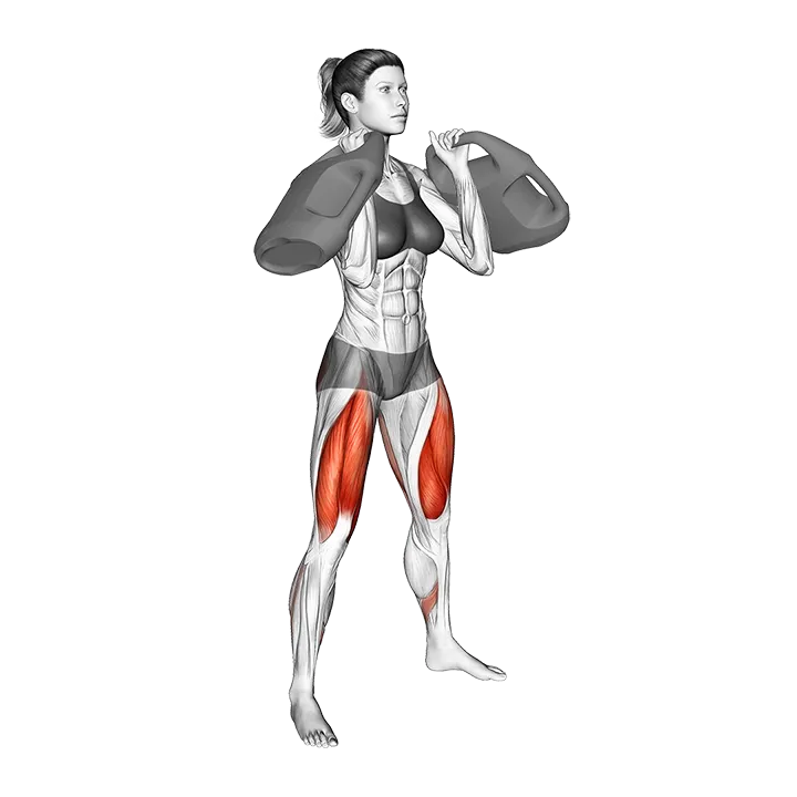 Bottle Weighted Front Squat exercise animation (Female)