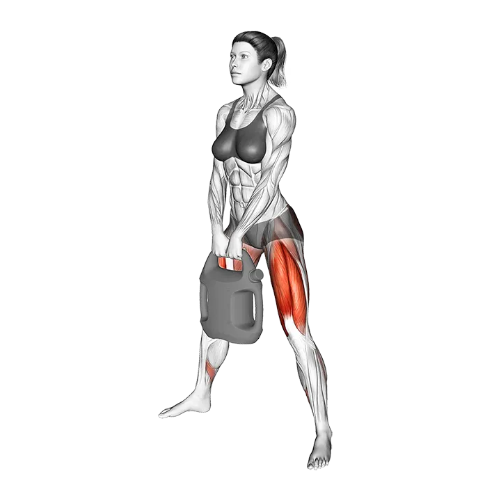 Bottle Weighted Sumo Squat exercise animation (Female)