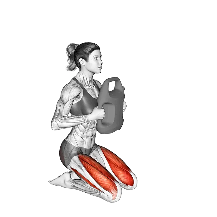 Bottle Weighted Kneeling Squat exercise animation (Female)