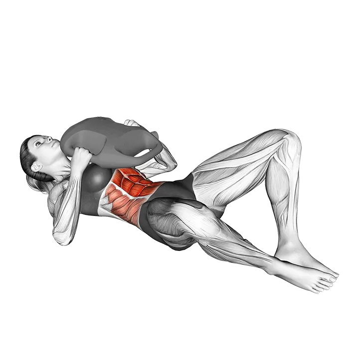 Bottle Weighted Frog Crunch exercise animation (Female)