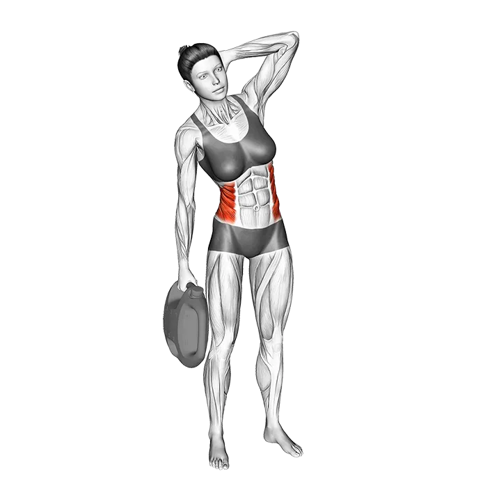 Bottle Weighted Side Bend exercise animation (Female)