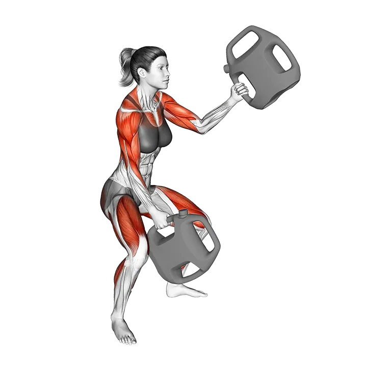 Bottle Weighted Squatting Alternate Waves exercise animation (Female)