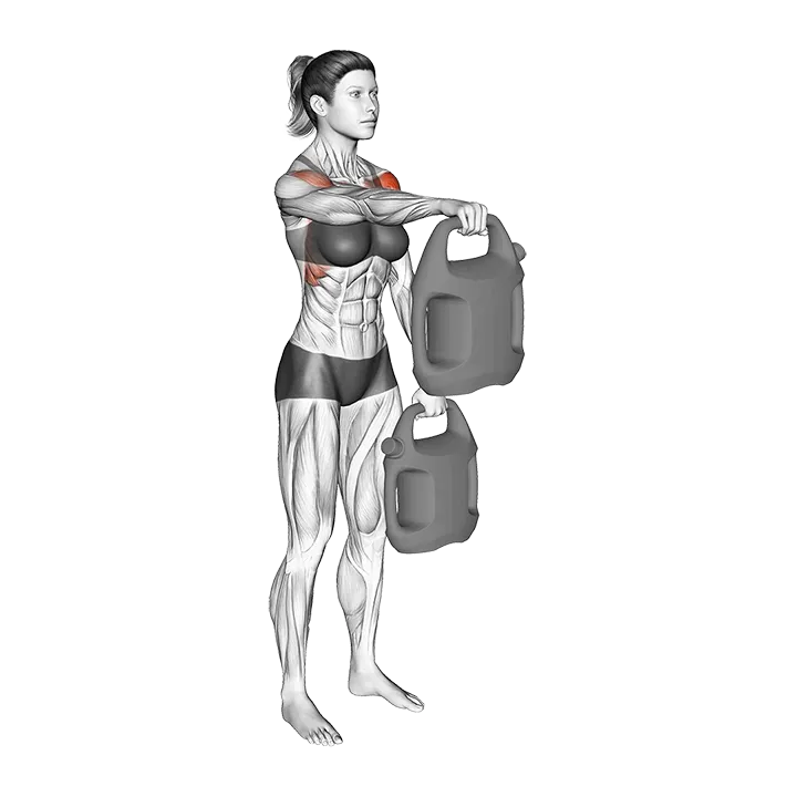 Bottle Weighted Alternate Front Raise exercise animation (Female)