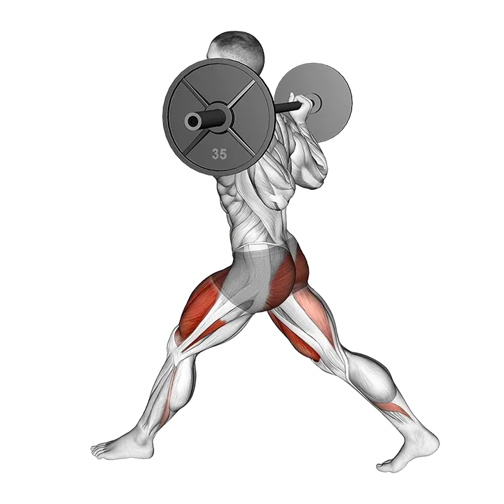 Barbell Low Split Squat exercise animation (Male)