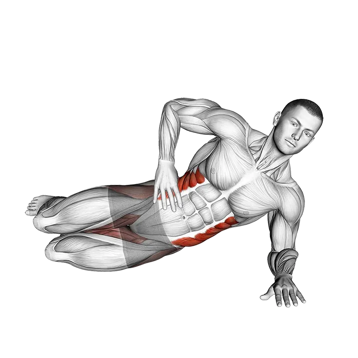 Side Plank Bent Leg Lift exercise animation (Male)