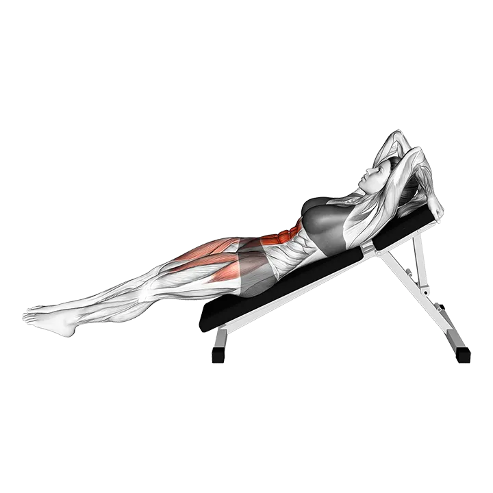 Decline Knee Raise exercise animation (Female)