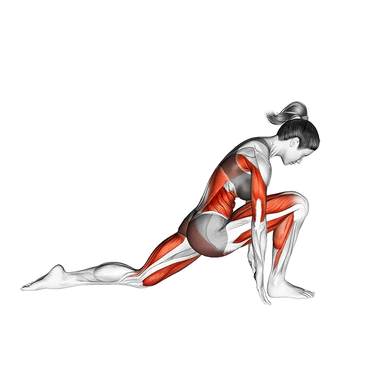 Low Lunge Yoga Pose Anjaneyasana I exercise animation (Female)