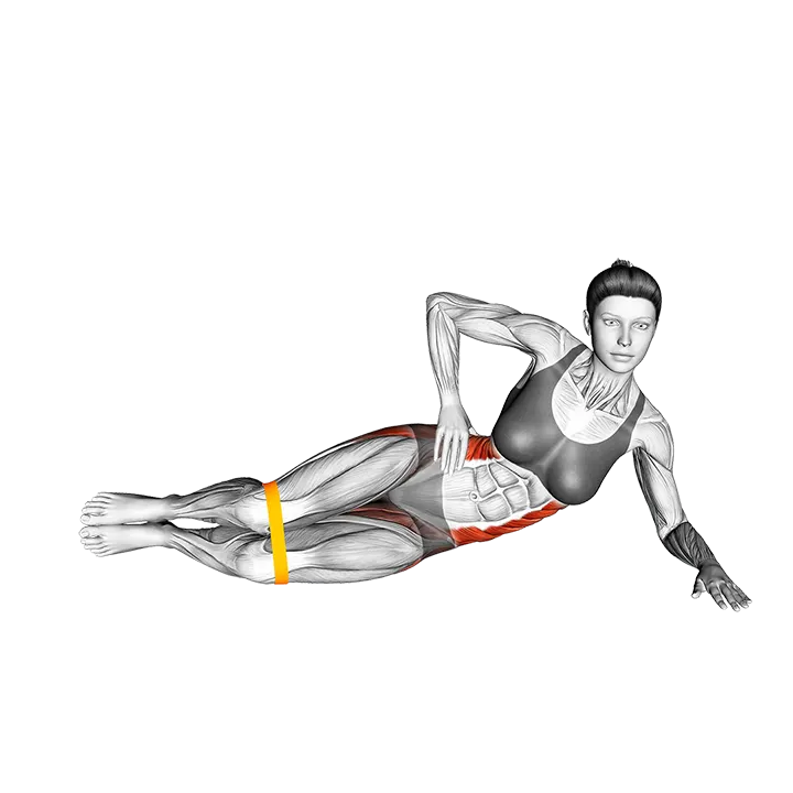 Resistance Band Side Plank Glute Raise exercise animation (Female)