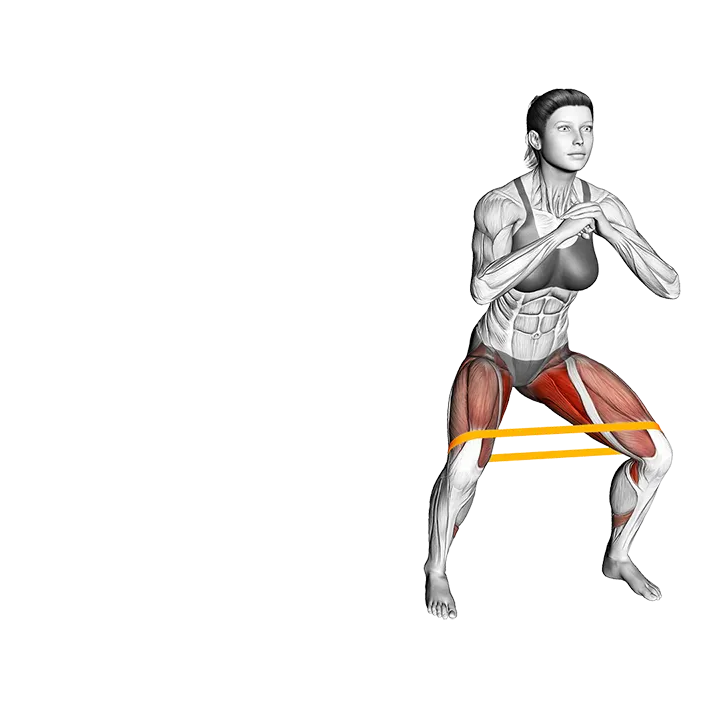 Resistance Band Side Walk Squat exercise animation (Female)