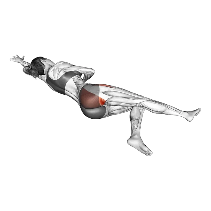 Side Lying Diagonal Backward Leg Raise exercise animation (Female)