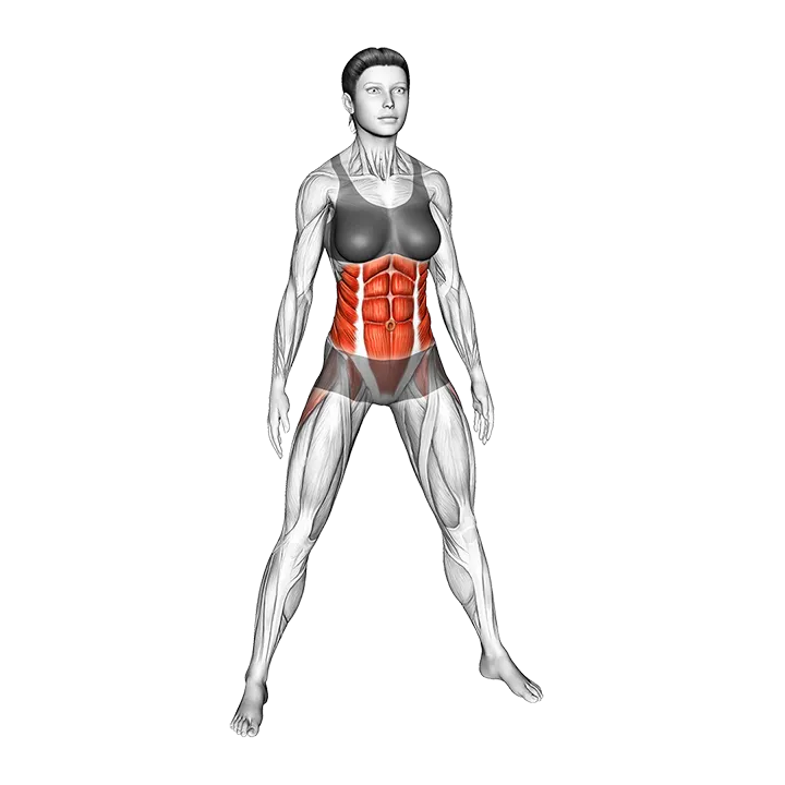 Diagonal Bend Hold exercise animation (Female)