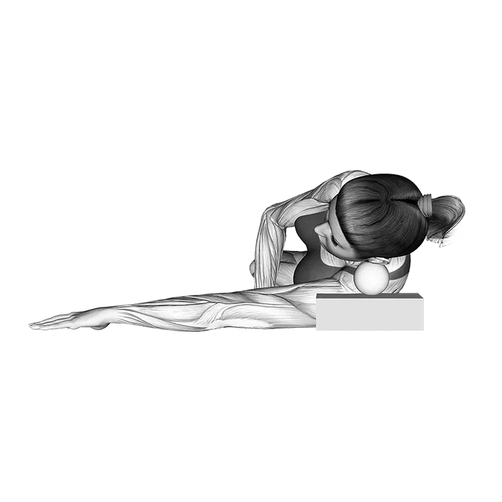 Roll Ball Side Lying Scalene Muscles Activation (side POV) exercise animation (Female)