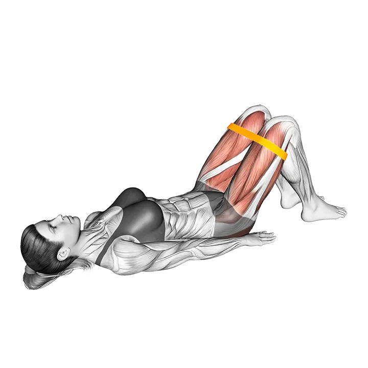 Resistance Band Glute Bridge Abduction exercise animation (Female)