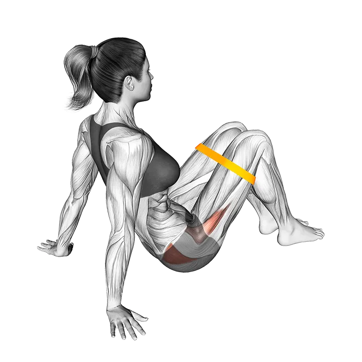 Resistance Band Seated Bent Knee Abduction exercise animation (Female)