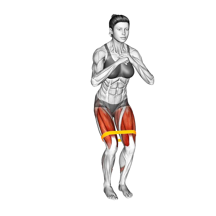 Resistance Band Squat Step Out exercise animation (Female)