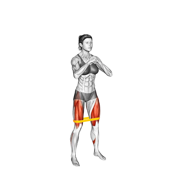 Resistance Band Squat Jump exercise animation (Female)