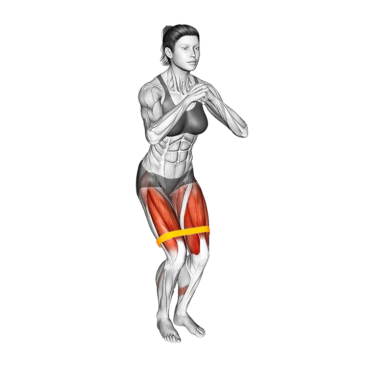 Resistance Band Lateral Step and Squat exercise animation (Female)