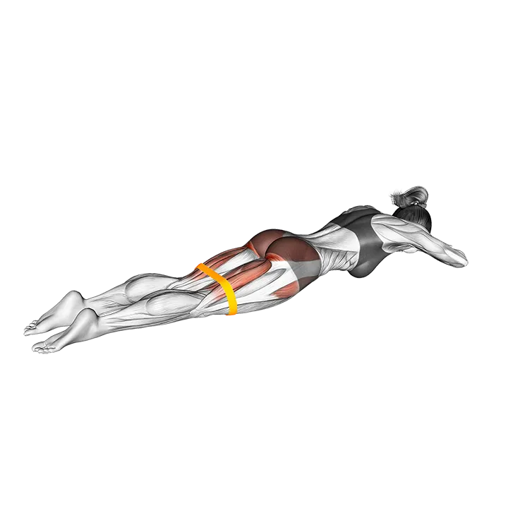Resistance Band Lying Hyperextension Abduction exercise animation (Female)