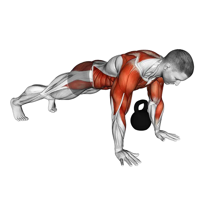 Kettlebell Plank Pass Through exercise animation (Male)