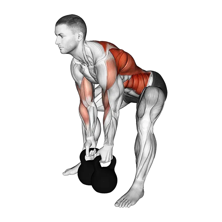 Kettlebell Gorilla Row exercise animation (Male)