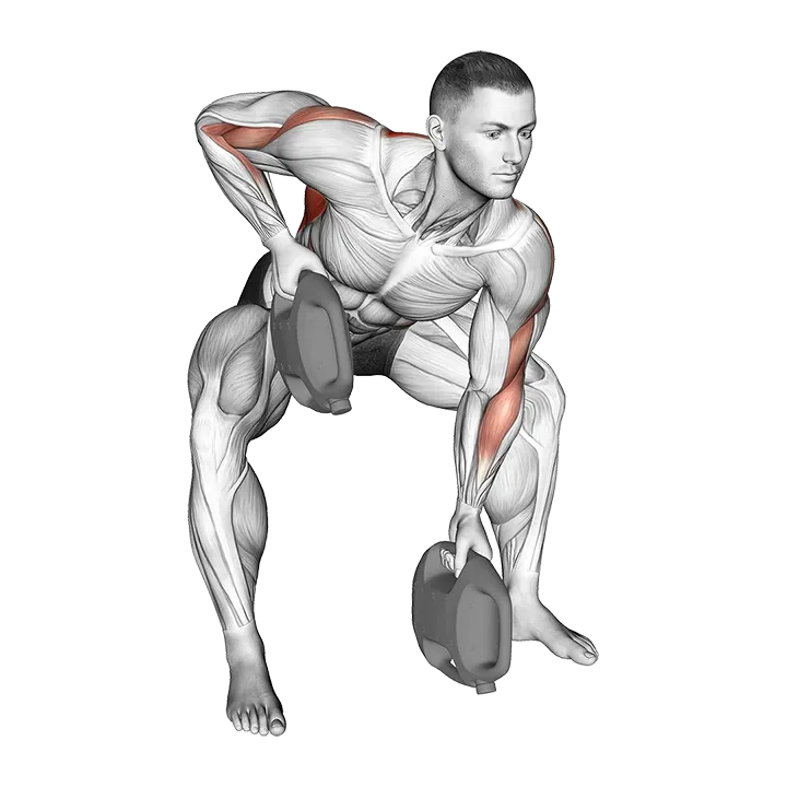 Bottle Weighted Gorilla Row exercise animation (Male)
