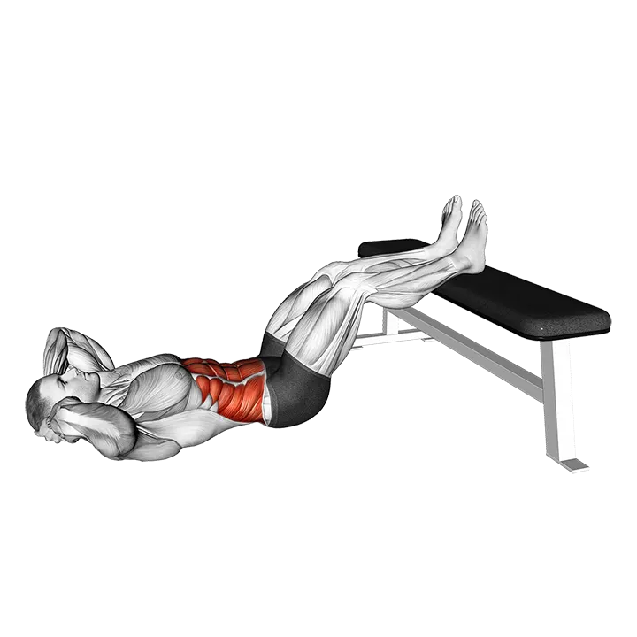 Overhead Sit-up with Legs on Bench exercise animation (Male)