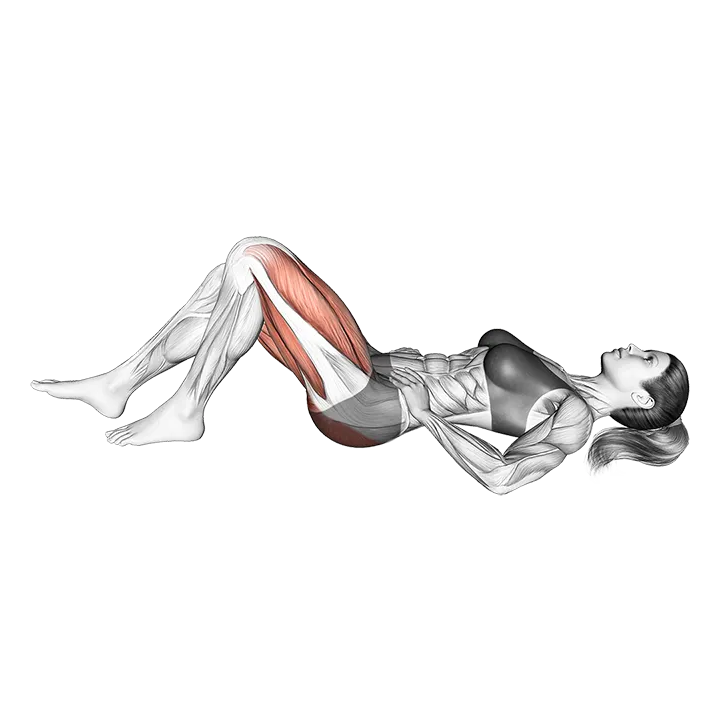 Staggered Leg Glute Bridge exercise animation (Female)
