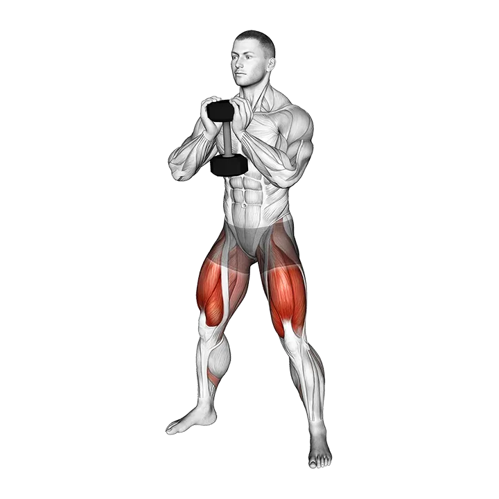 Dumbbell Goblet Sumo Squat exercise animation (Male)