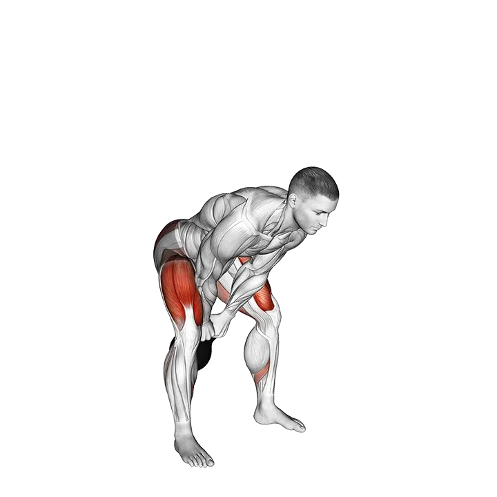 Kettlebell Swing to Goblet Squat exercise animation (Male)