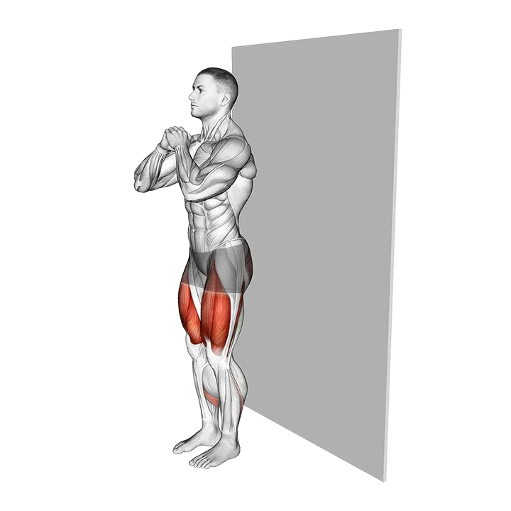 Wall sit (narrow stance) exercise animation (Male)