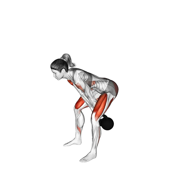 Kettlebell Swing Clean grip Front Squat exercise animation (Female)