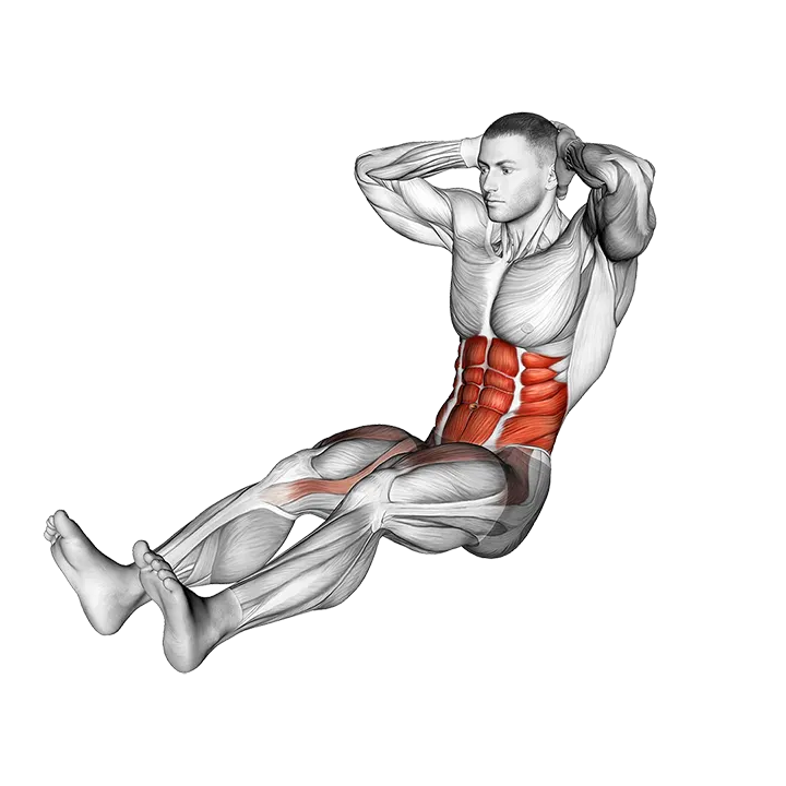 Sitting Alternate Knee to Elbow Twist exercise animation (Male)