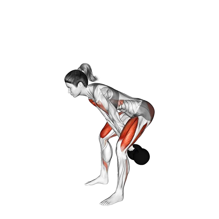 Kettlebell Swing Clean Grip Front Squat exercise animation (Female)
