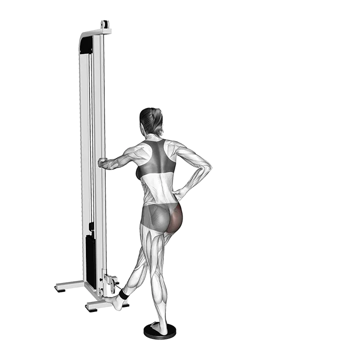 Cable Straight Leg Diagonal Kickback exercise animation (Weiblich)