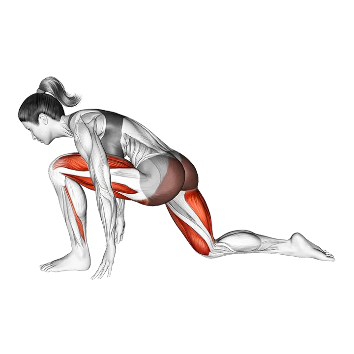 Deep Lunge to Hamstring Stretch exercise animation (Female)