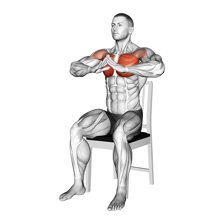 Sitting Prayer Chest Squeeze on a Chair exercise animation (Male)