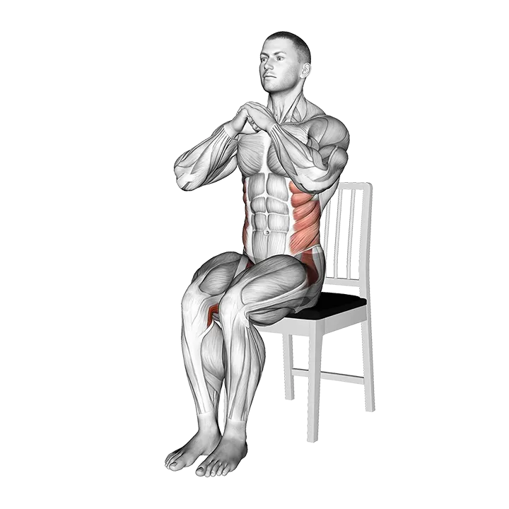 Sitting Alternate Abduction Twist on a Chair exercise animation (Male)