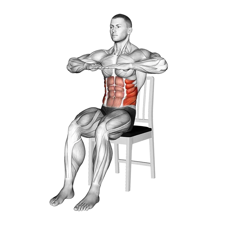 Sitting Russian Twist on a Chair exercise animation (Male)