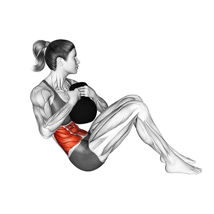 Kettlebell Weighted Russian Twist exercise animation (Female)